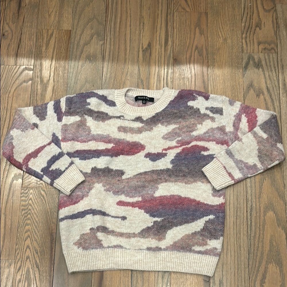 Patterned Sweater in Cream and Purple